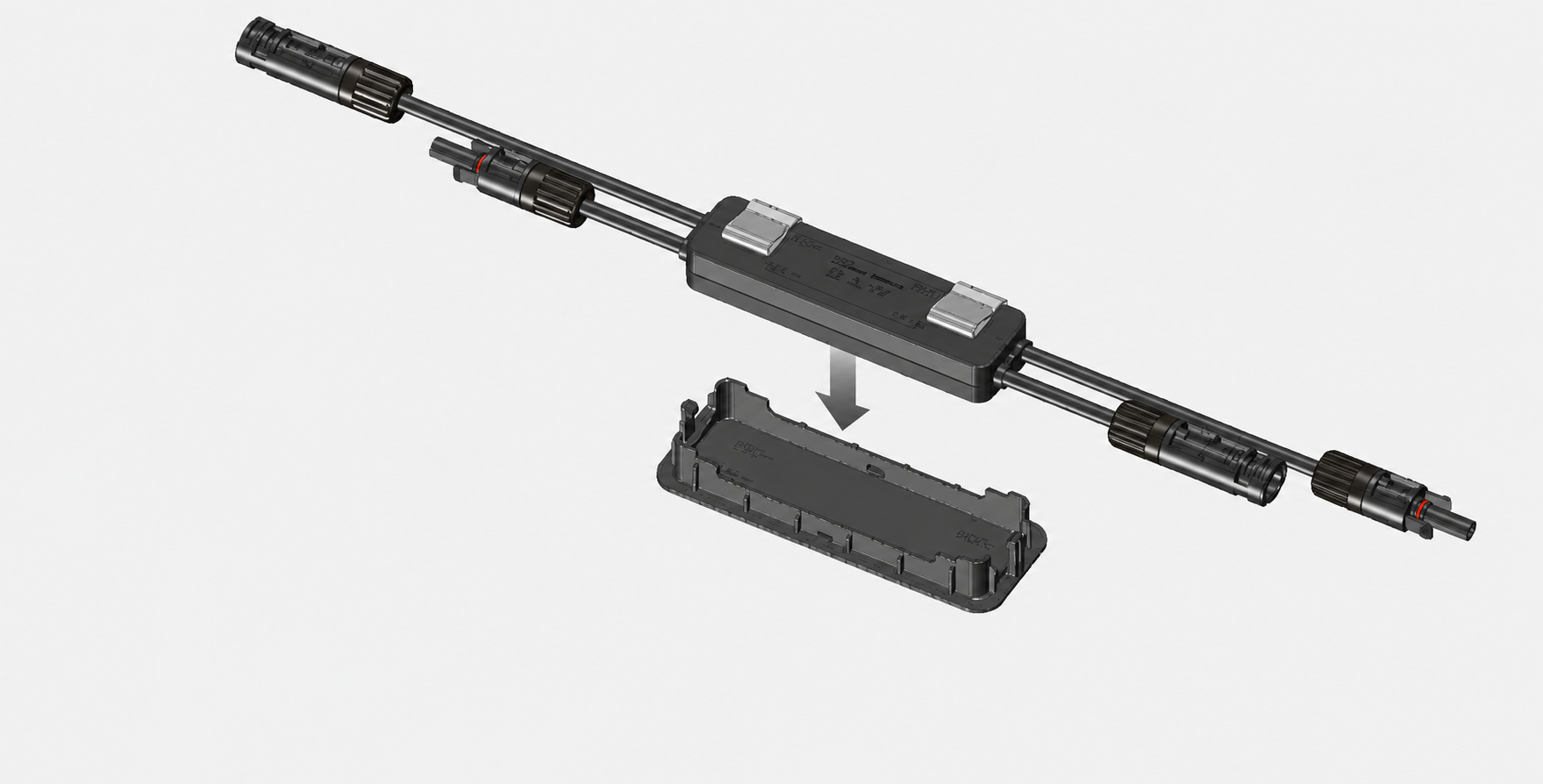 QC Solar SmartTrack04 retrofit clip-in junction box — installation view